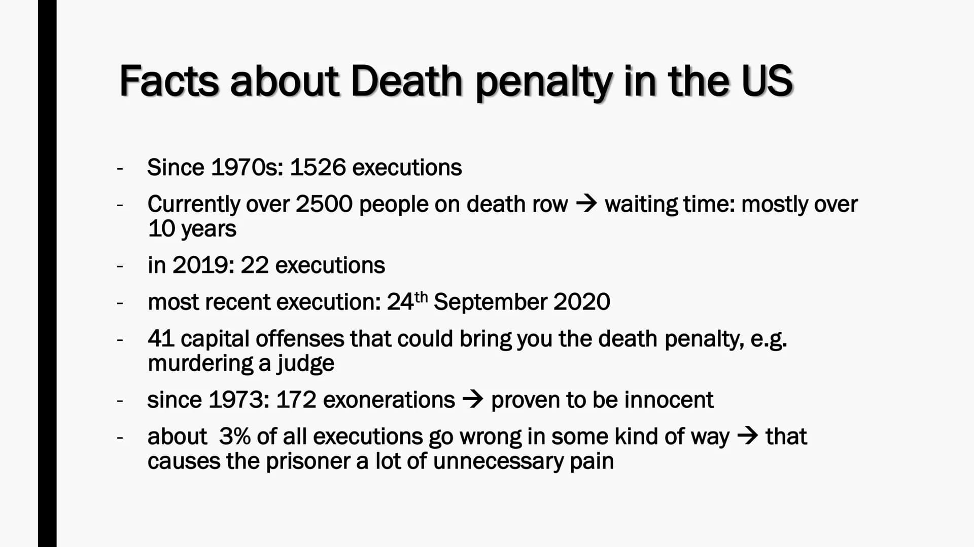 DEATH PENALTY IN THE US Definition
DEATH PENALTY (also known as the capital punishment) = the legal
punishment of death for people who commi