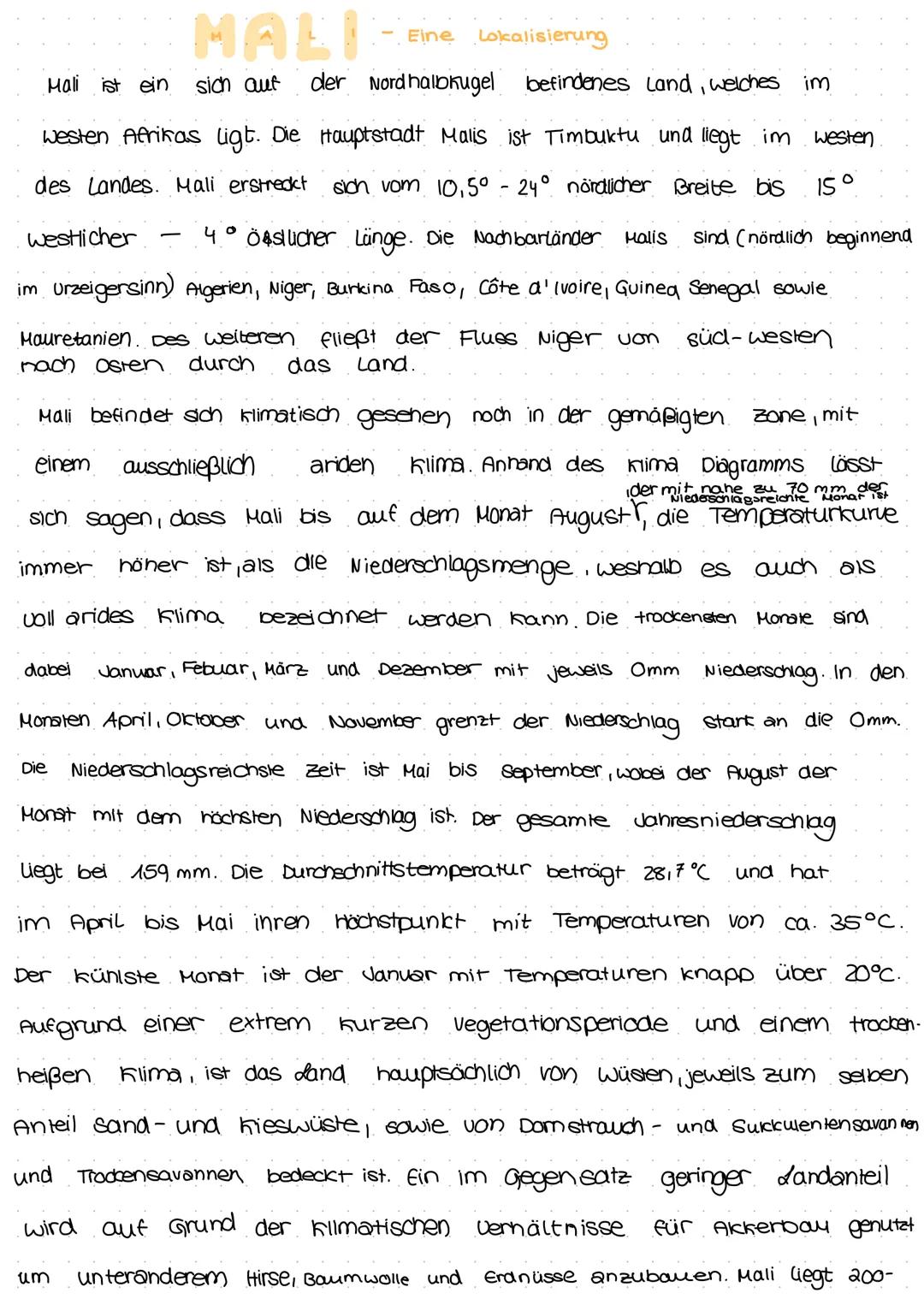 Eine Lokalisierung
der Nord halbkugel befindenes Land, welches im
Westen Afrikas ligt. Die Hauptstadt Malis ist Timbuktu und liegt im Westen