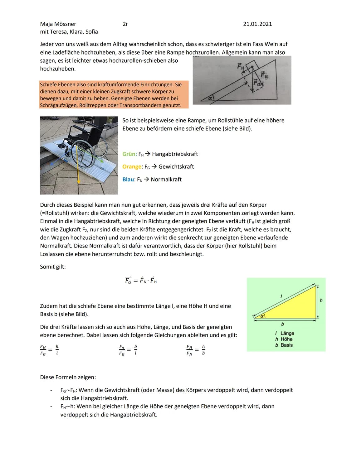 Maja Mössner
mit Teresa, Klara, Sofia
Materialien:
Stativ
1N Kraftmesser (±0,01N)
Schiefe Ebene
Durchführung:
Messwagen (Eigengewicht 55,5g)