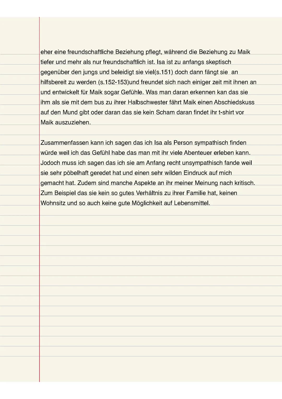 Deutsch Charakterisierung Isa schmidt Tschick