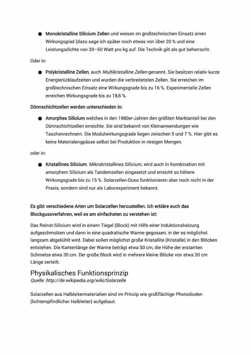Die Solarzelle
1. Einleitung: Eine der umweltfreundlichsten Möglichkeiten zur Gewinnung von
elektrischen Strom ist die Solartechnologie. Im 