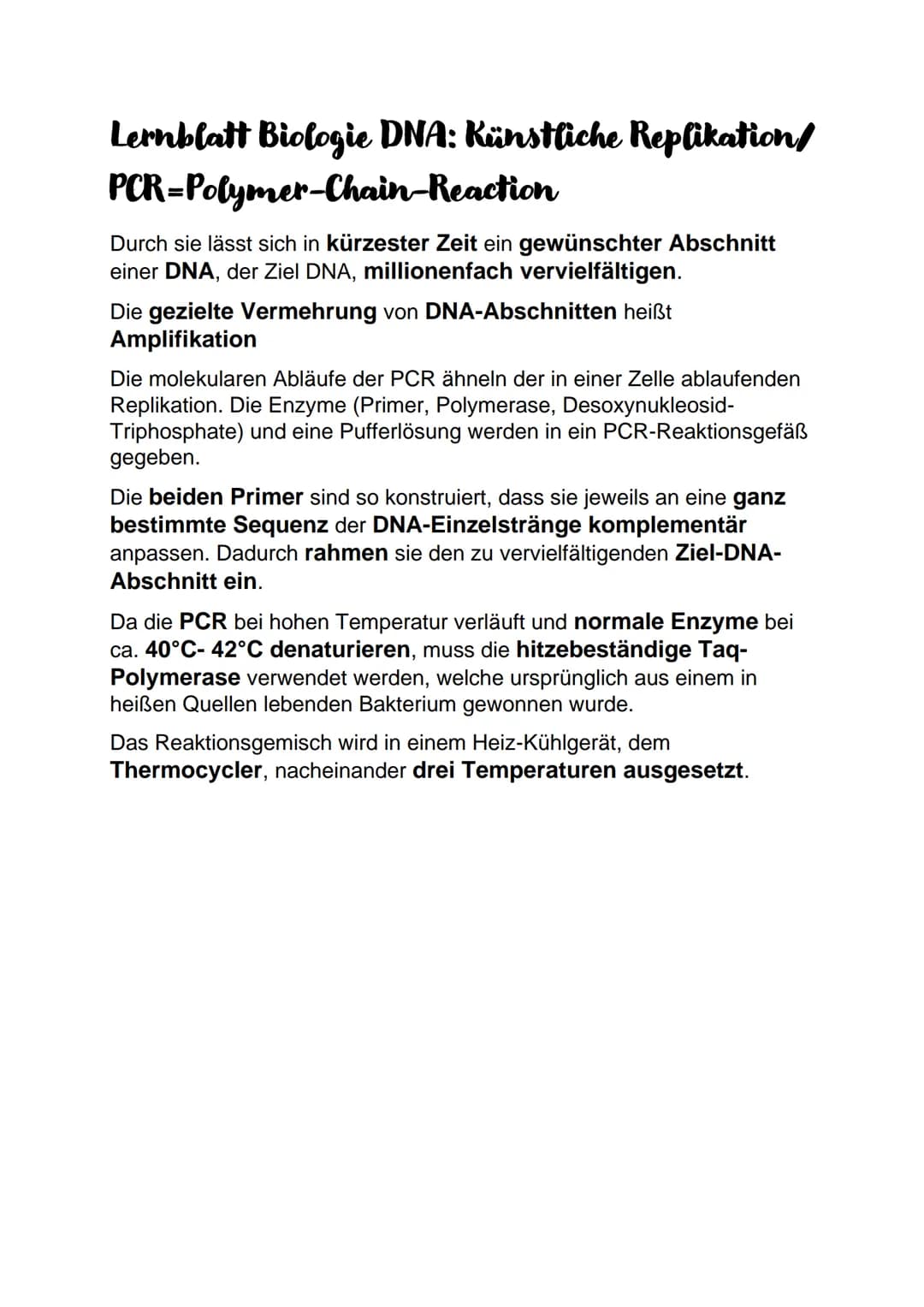 Lernblatt Biologie DNA: Aufbau
DNA= deoxyribonucleic acid
DNS Desoxyribonucleinsäure
Aufbau der DNA:
● Phosphatrest
●
Zucker Desoxyribose (i