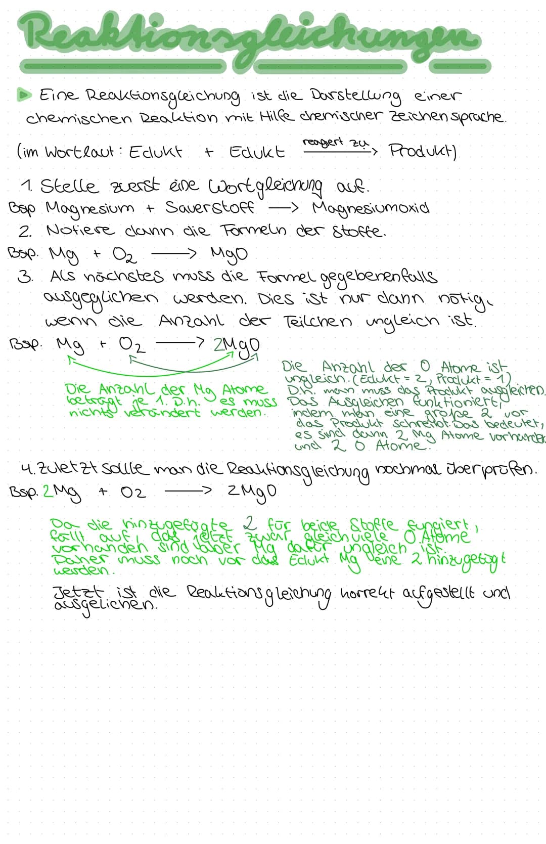 Reaktionsgleichungen
Eine Reaktionsgleichung ist die Darstellung einer
chemischen Reaktion mit Hilfe chemischer Zeichen Sprache.
(im Wortlau