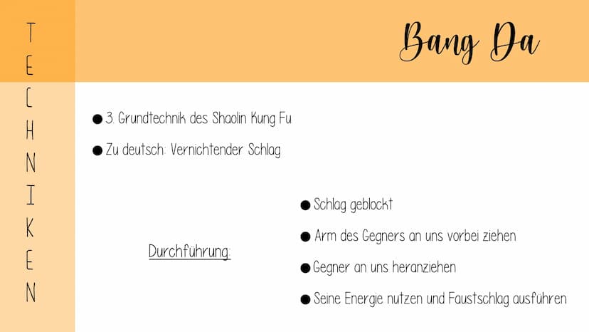 Kung Tu Gliederung
Was Kung Fu ist
Geschichte des Kung Fu
Bodhidharma
Was Kung Fu auszeichnet
Verschiedene Kung Fu Arten
Techniken des Shaol