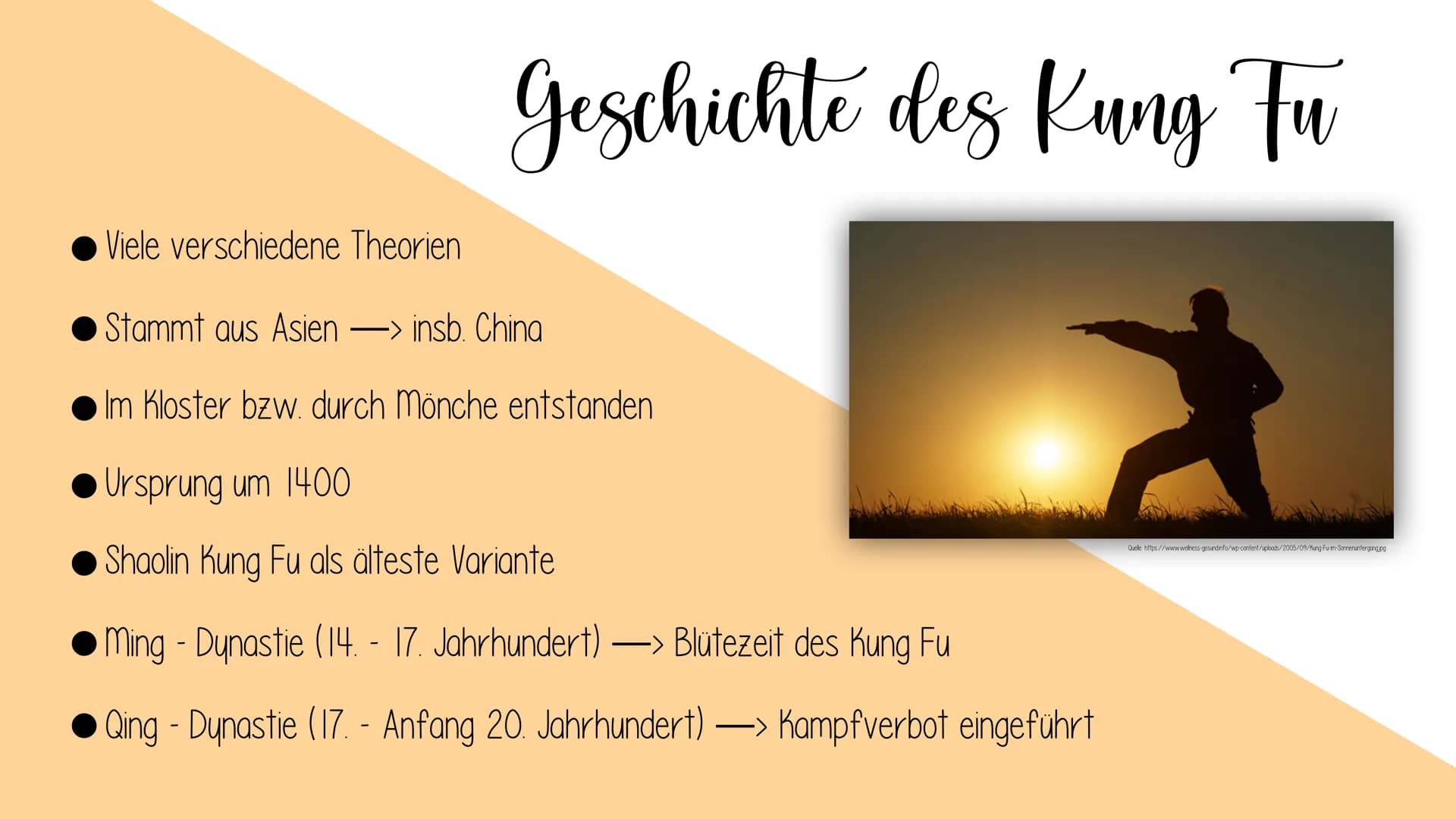 Kung Tu Gliederung
Was Kung Fu ist
Geschichte des Kung Fu
Bodhidharma
Was Kung Fu auszeichnet
Verschiedene Kung Fu Arten
Techniken des Shaol
