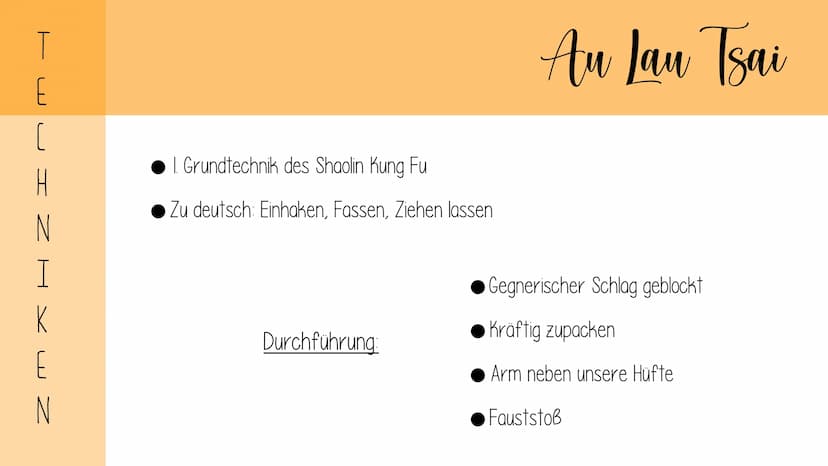 Kung Tu Gliederung
Was Kung Fu ist
Geschichte des Kung Fu
Bodhidharma
Was Kung Fu auszeichnet
Verschiedene Kung Fu Arten
Techniken des Shaol