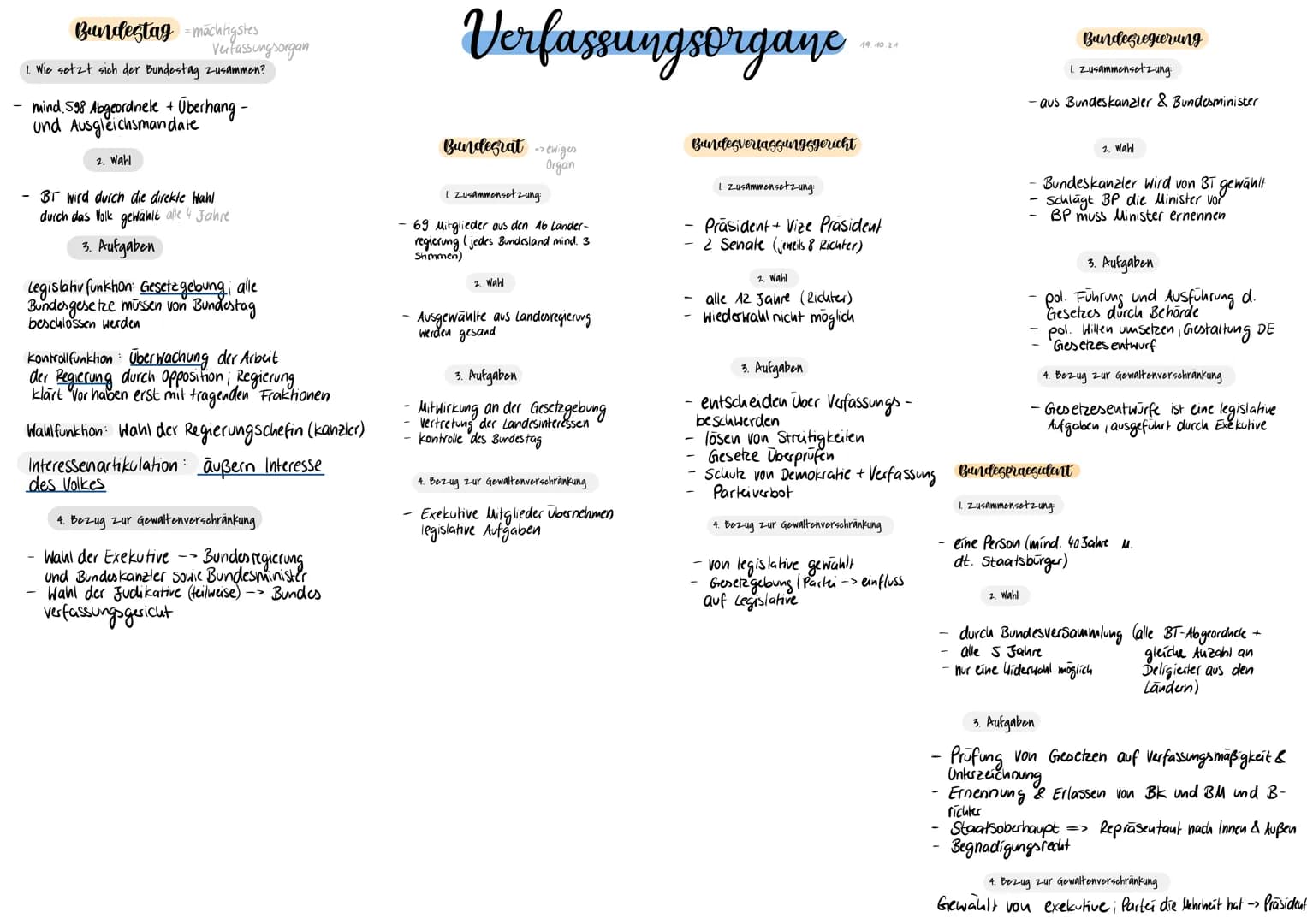Bundestag = mächtigstes
Verfassungsorgan
1. Wie setzt sich der Bundestag zusammen?
mind 598 Abgeordnele + UÜberhang-
und Ausgleichsmandate
2