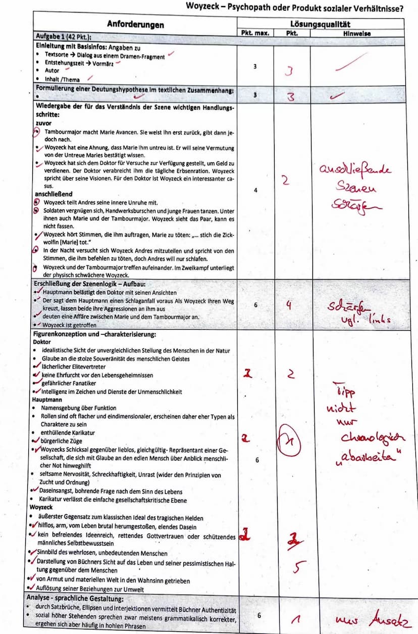 4
5
15
DLK Q1 >>
Klausur Q1.1/1
28.09.2022
Woyzeck - Psychopath oder Produkt sozialer Verhältnisse?
Aufgabenstellung:
1. Analysieren Sie den