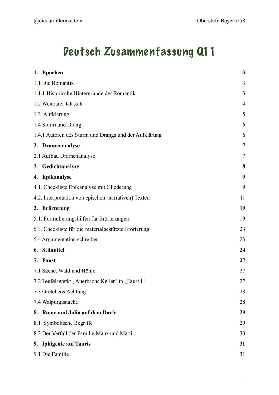 @diedamitlernzetteln
Deutsch Zusammenfassung Q11
1. Epochen
1.1 Die Romantik
1.1.1 Historische Hintergründe der Romantik
1.2 Weimarer Klassi