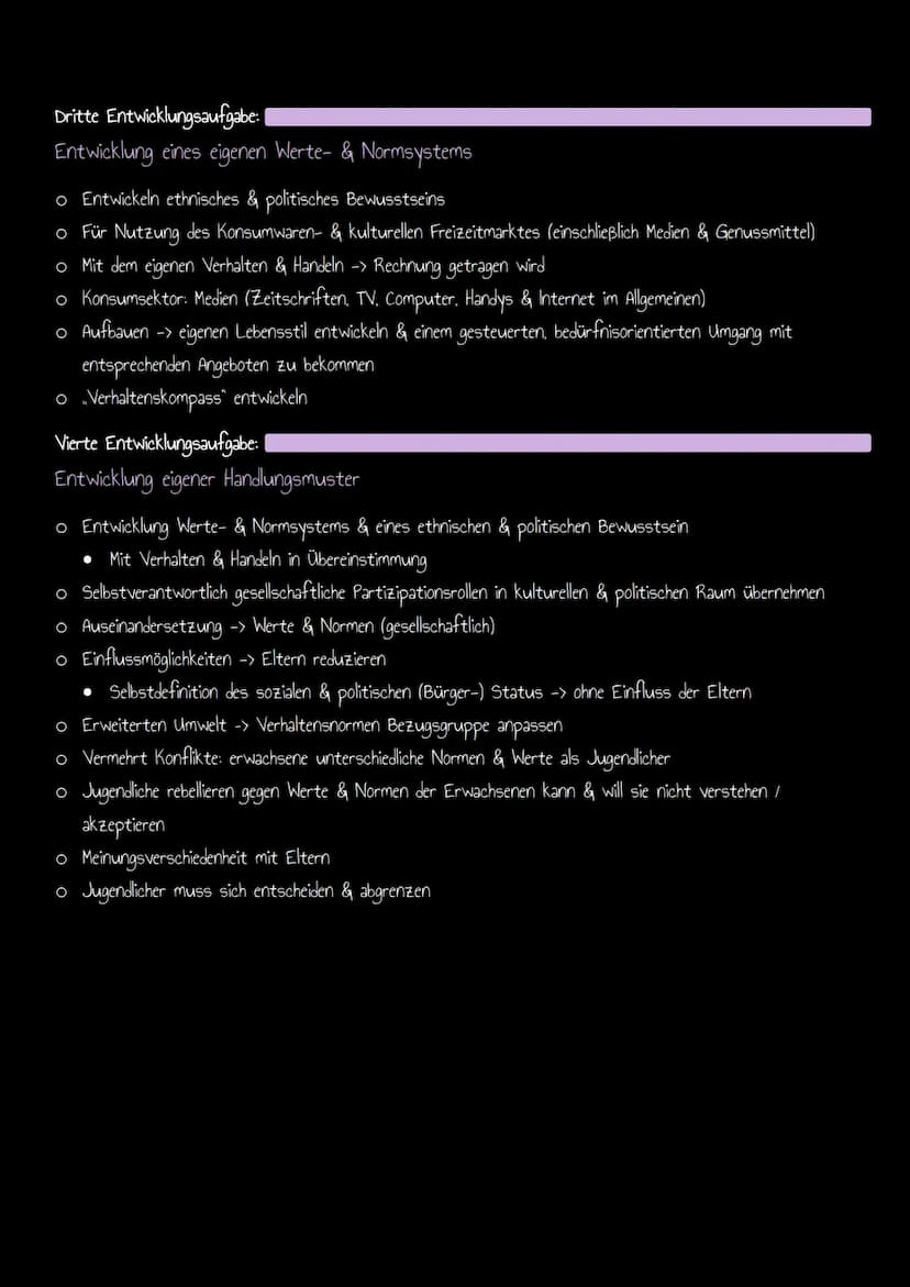 Entwicklungsaufgaben nach Hurrelmann
Definition:
o Typische körperliche, psychische, soziale Anforderungen & Erwartungen -> eine Auseinander