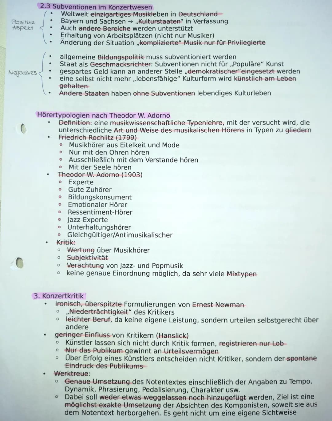 Positive
Aspekt
Negatives
2.3 Subventionen im Konzertwesen
●
.
Weltweit einzigartiges Musikleben in Deutschland
Bayern und Sachsen → ,,Kultu