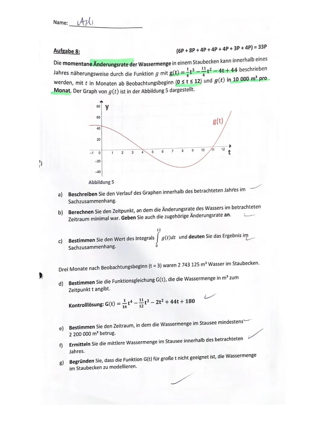 Gymnasium Essen Nord-Ost
Kurs: Q2 M G3
Ash
Name:
5. Klausur-Hilfsmittelfeier Teil
Aufgabe 1:
a) Bestimmen Sie jeweils eine Stammfunktion.
i)