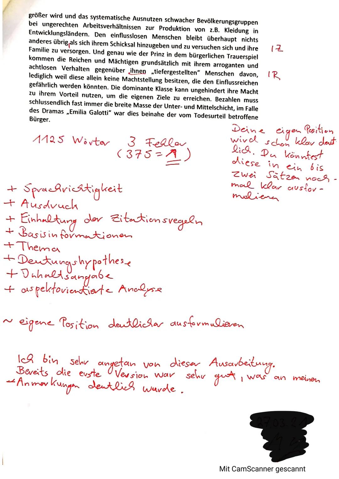 Deutsch

Im folgenden Text werde ich eine Szene des bürgerlichen Trauerspiels „Emilia
Galotti" von Gotthold Ephraim Lessing analysieren. Das
