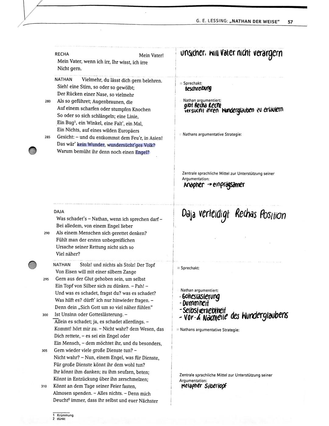 41
Detailanalyse einer Dramenszene
Das ,,Belehrungs-Gespräch“ zwischen Nathan und
Recha (1,2)
Makrostruktur des Gespräches in Auftritt 1,2:

