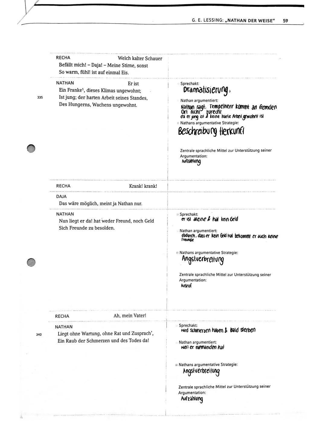 41
Detailanalyse einer Dramenszene
Das ,,Belehrungs-Gespräch“ zwischen Nathan und
Recha (1,2)
Makrostruktur des Gespräches in Auftritt 1,2:
