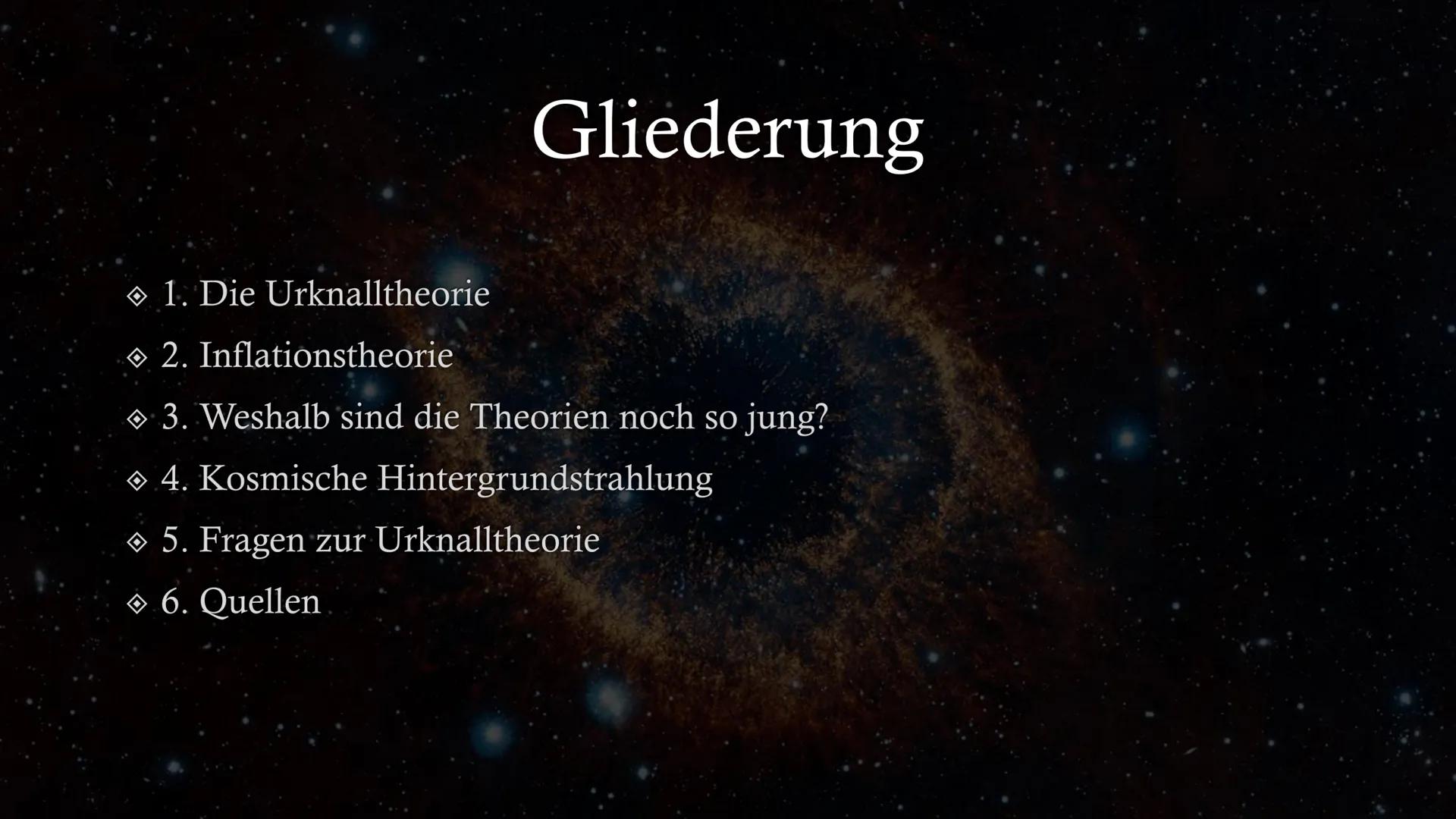 # Die Entstehung des Universums
Urknalltheorie:

Der Urknall war vor 13,7 Milliarden Jahren, davor gab es nur Energie,
die auf einem extrem 