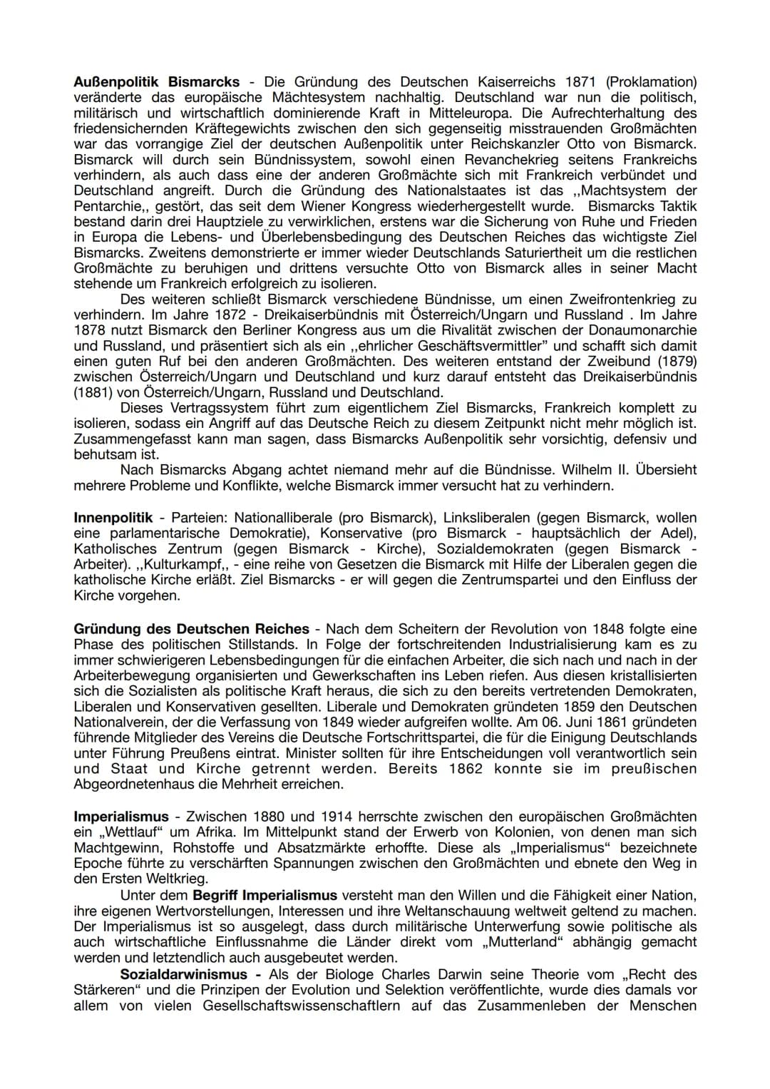 Außenpolitik Bismarcks - Die Gründung des Deutschen Kaiserreichs 1871 (Proklamation)
veränderte das europäische Mächtesystem nachhaltig. Deu