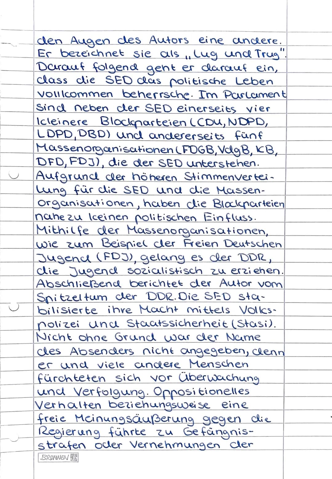 ☺
+4
Politischer Druck und persönliche Freiheit
3)DDR steht für Deutsche Demolcra-
tische Republik". Ist die Struktur
dieses Systems wirklic