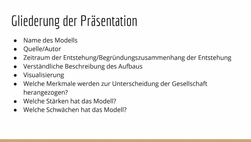 Wichtige Aspekte bei der Vorbereitung der Präsentation:
Name des Modells
Zeitraum der Entstehung/Begründungszusammenhang der Entstehung
Quel