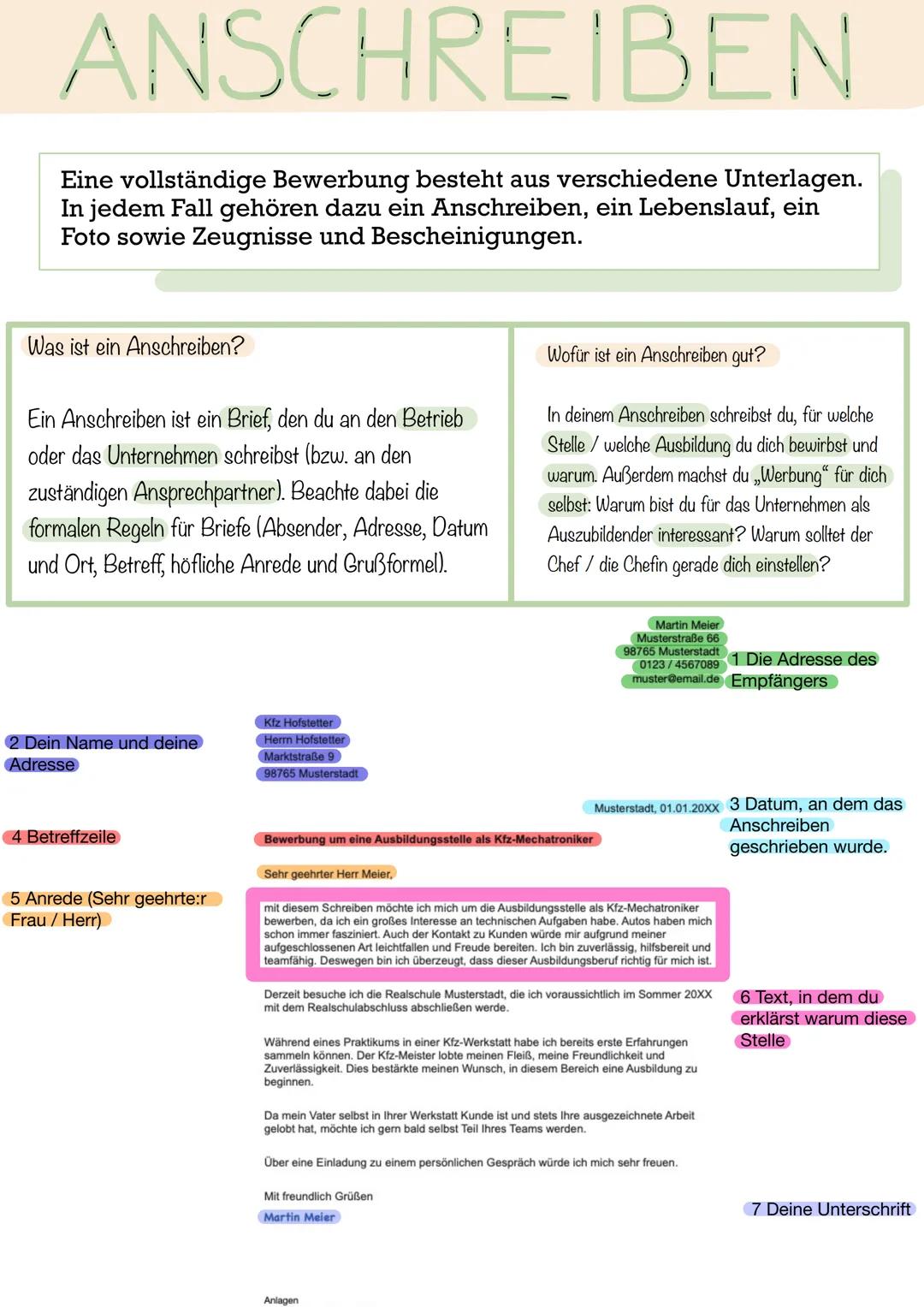 ANSCHREIBEN
Eine vollständige Bewerbung besteht aus verschiedene Unterlagen.
In jedem Fall gehören dazu ein Anschreiben, ein Lebenslauf, ein