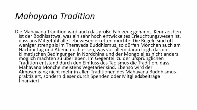 Religion
Was ist das Wichtigste im Buddhismus?
Im Buddhismus gibt es keinen Gott. Jeder Mensch kann sich selbst erlösen,
wenn er der Weishei