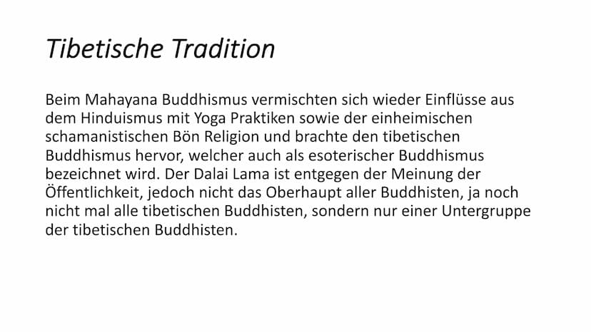 Religion
Was ist das Wichtigste im Buddhismus?
Im Buddhismus gibt es keinen Gott. Jeder Mensch kann sich selbst erlösen,
wenn er der Weishei