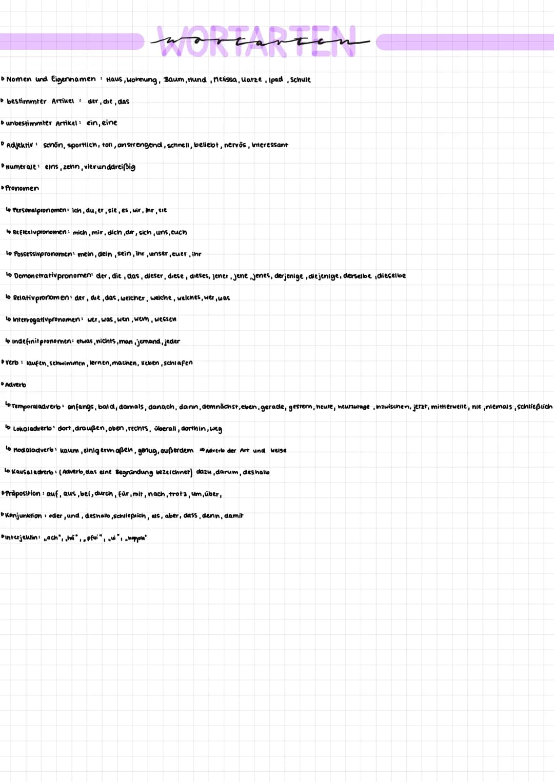 • Nomen und Eigennamen : Haus, wohnung, Baum, Hund, Melissa, Katze, Ipad, Schule
bestimmter Artikel : der, die, das
• unbestimmter Artikel: 