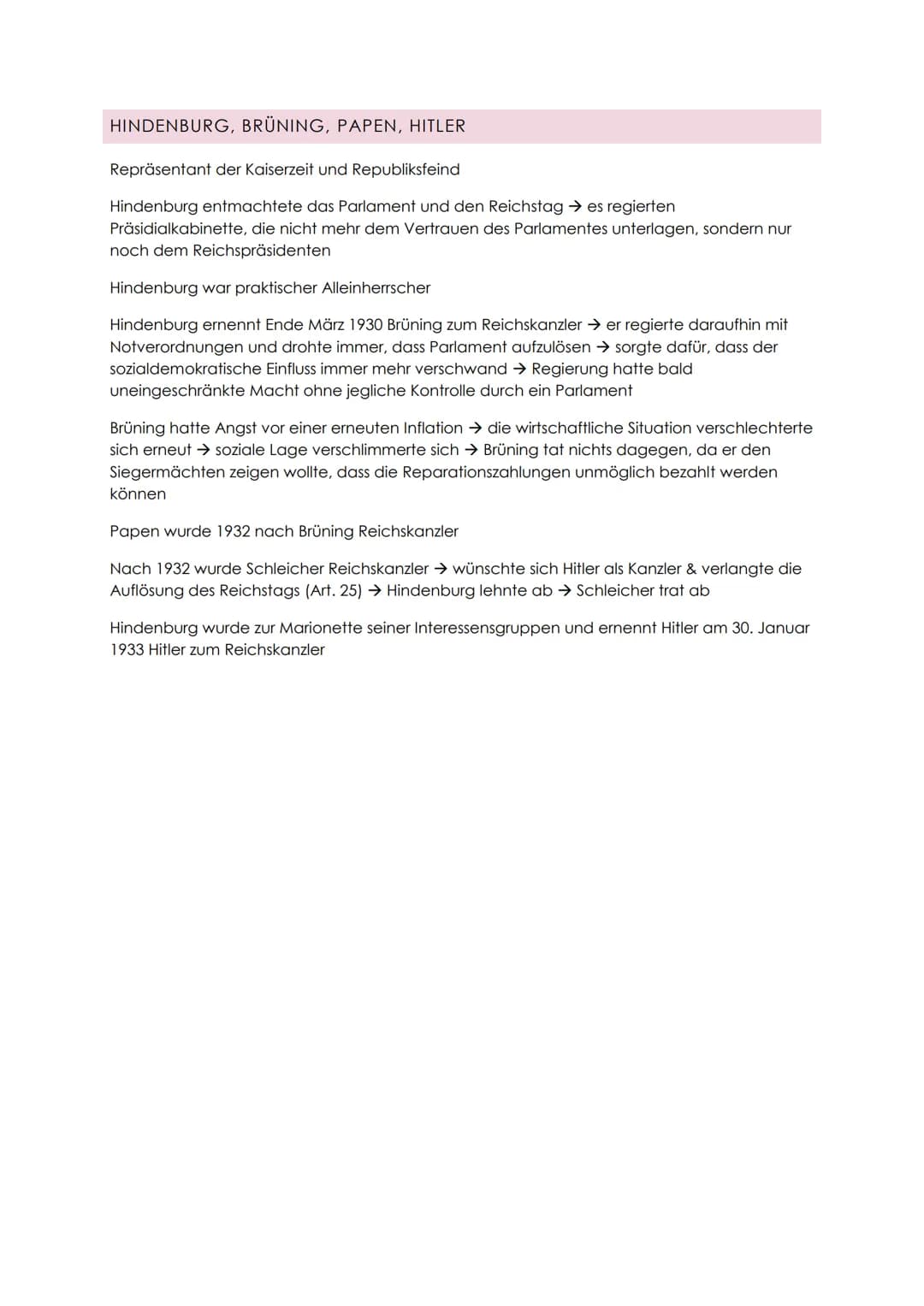 SCHEITERN DER WEIMARER REPUBLIK
Tod Ebert & Stresemann → keine regierungsstützenden Persönlichkeiten mehr
MANGELHAFTE VERFASSUNG
Keine Ewigk
