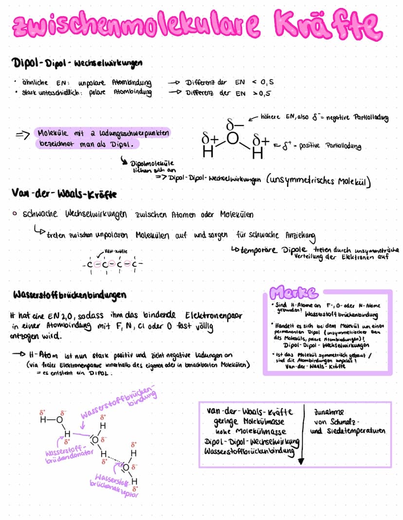 Elektronegativität:
Um die Elektronegativität einer Verbindung zu bestimmen, subtrahiert man die geringere EN von
der höheren EN.
Bindungsty