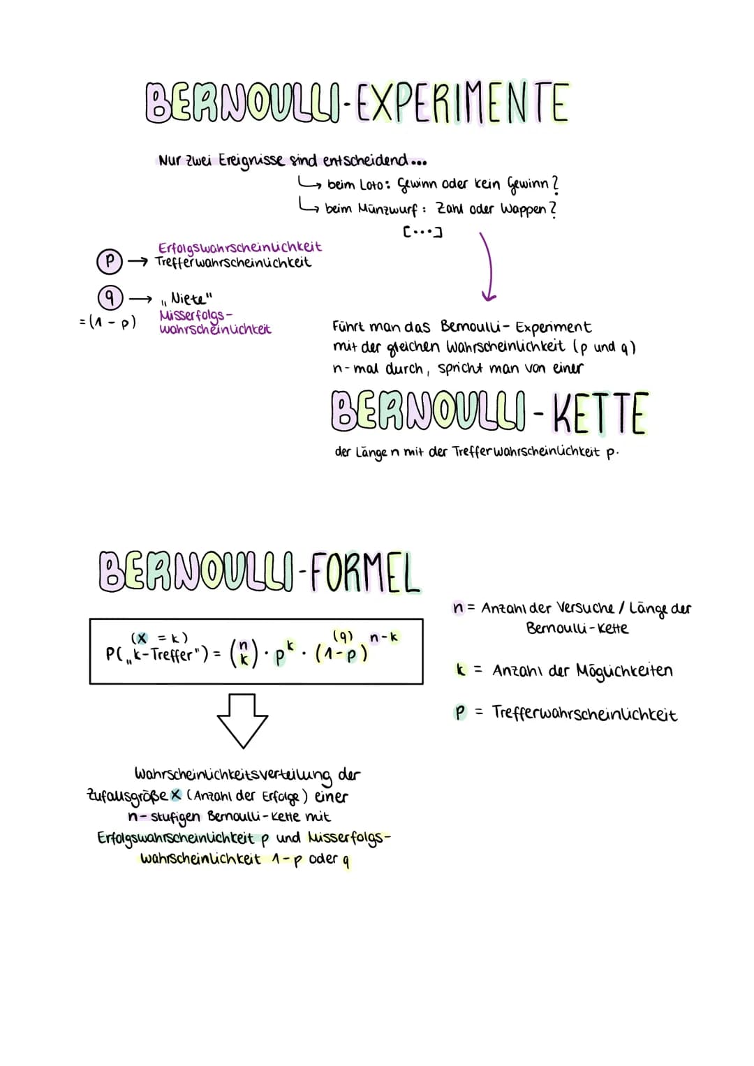 BERNOULLI-EXPERIMENTE
Nur Zwei Ereignisse sind entscheidend...
9
= (1-P)
Erfolgswahrscheinlichkeit
P →Trefferwahrscheinlichkeit
Niete"
Misse