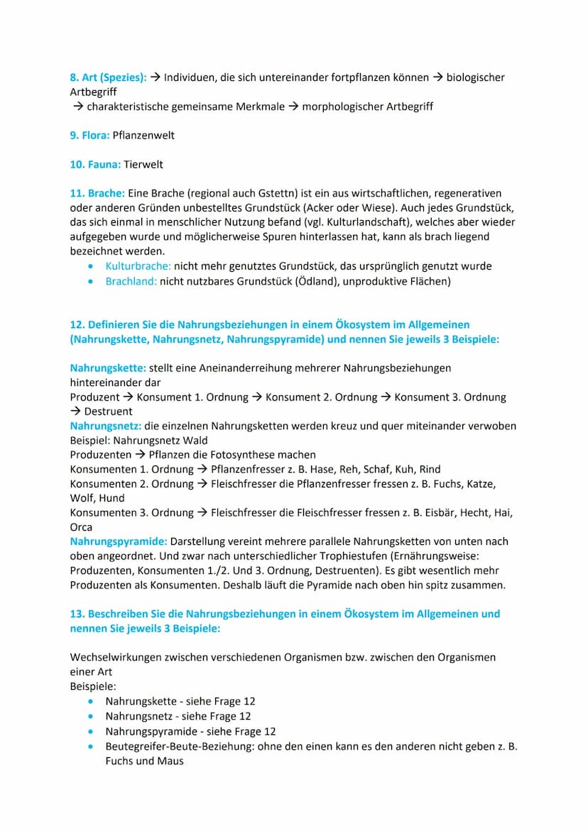 Grundbegriffe:
1. Ökosystem: Lebensgemeinschaft von Organismen und ihre Beziehungen (Biozönose) und
ihrem Lebensraum (Biotop)
Aquatische Öko