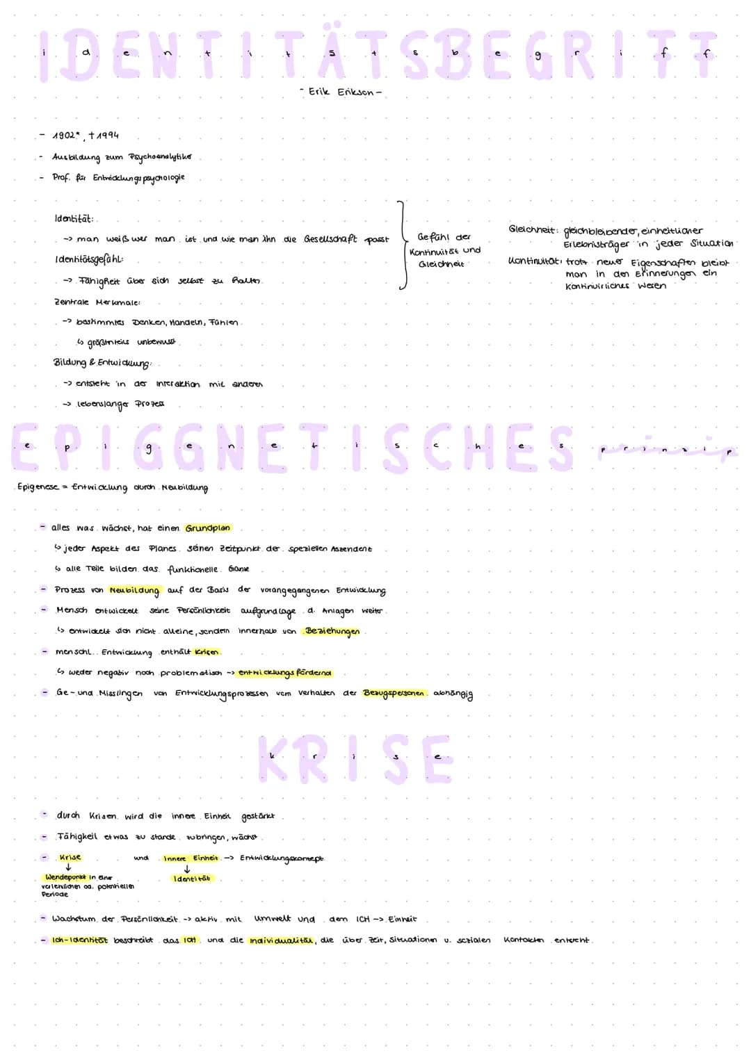 IDENTITÄTSBEGRETT
- Erik Erikson -
1902" +1994
Ausbildung zum Psychoanalytiker
Prof. für Entwicklungspsychologie
Identitāt:
→ man weiß wer
I