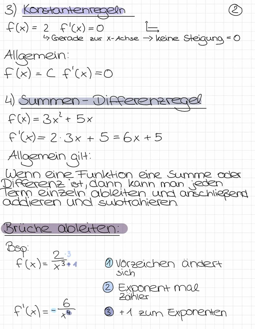 Ableitunasregeln
Regeln, mit dennen man Ableitungsfunk-
tionen ermitteln kann.
1) Potenzregel
f(x) x x²x³ x² = x^ √x²
.4
-1
X X Yx = X
fla 1