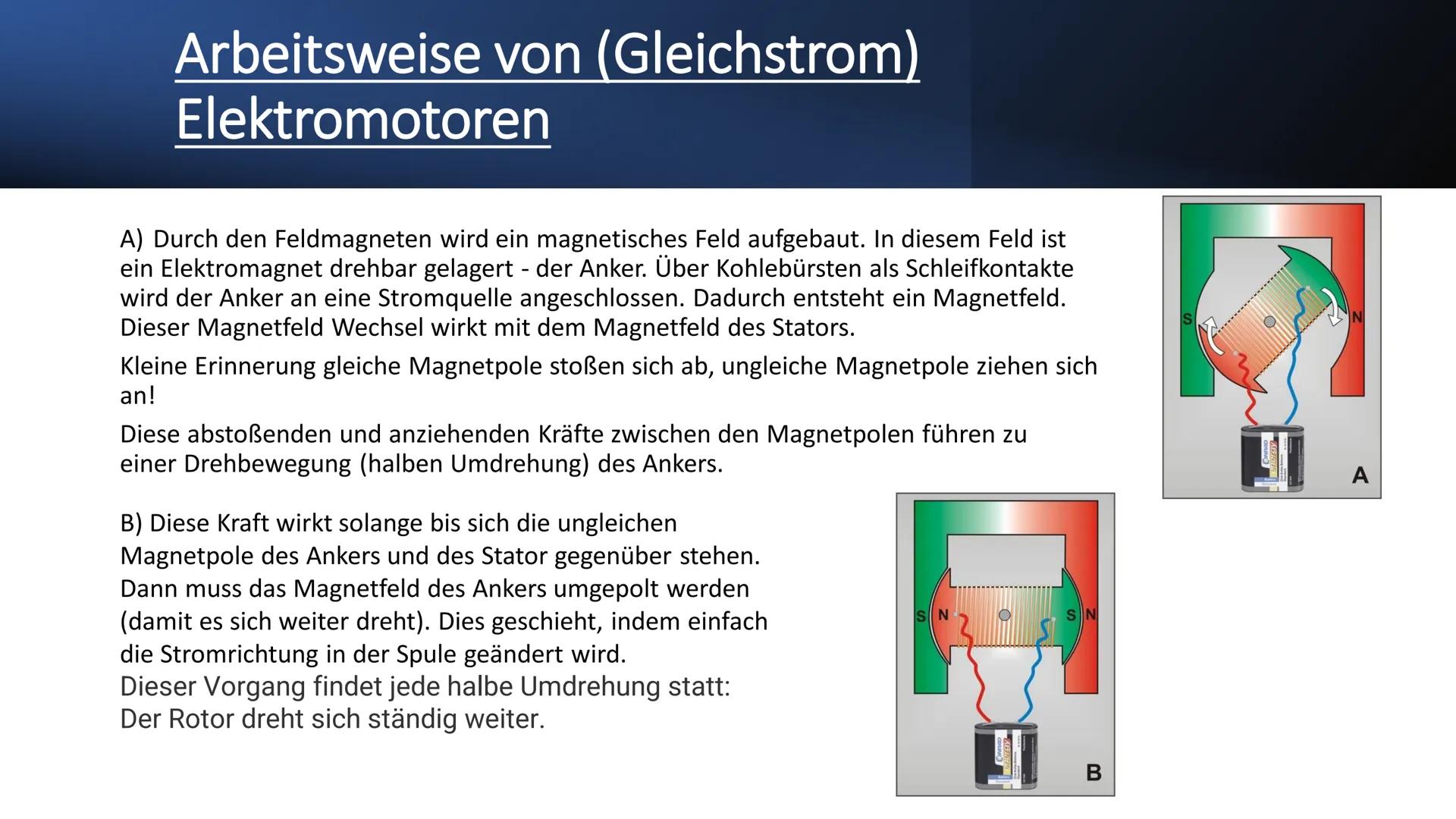 # Elektromotor

Von: Noura, Thanusha, Katrin # Inhaltsverzeichnis

Aufbau von (Gleichstrom-) Elektromotoren

Was ist ein Elektromotor?

Arbe