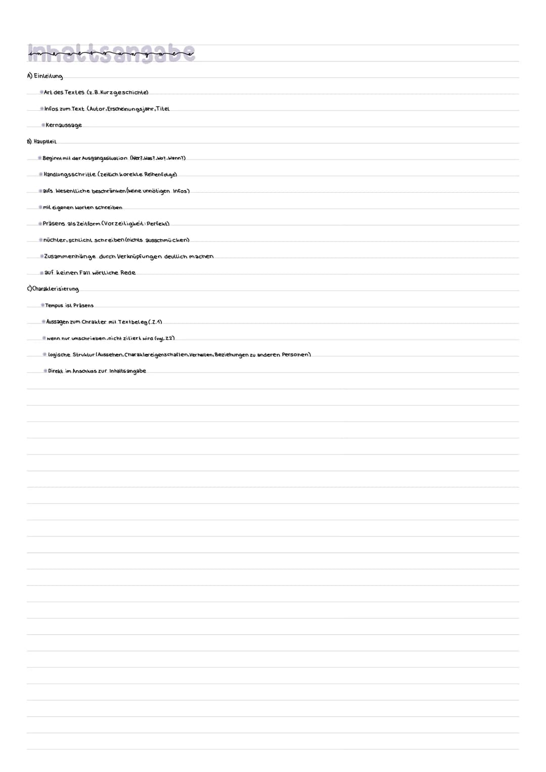 wearevangaee
A) Einleitung
Art des Textes (z. B. Kurzgeschichte)
Infos zum Text (Autor. Erscheinungsjahr, Titel
Kernaussage
B) Hauptteil
Beg