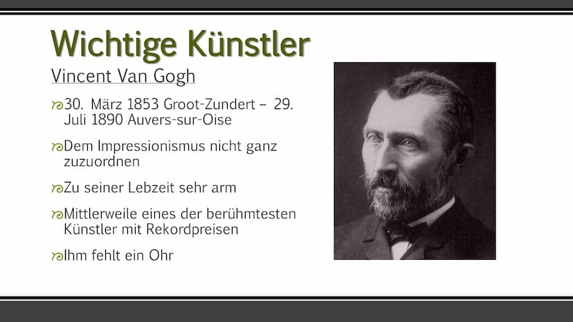 Impressionismus
Die Epoche Impressionismus in der Kunst
Ruveyda Bilir Gliederung
Entstehung und Entwicklung
Begriff
Merkmale
Wichtige Künstl