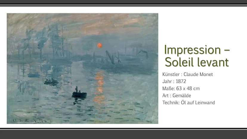 Impressionismus
Die Epoche Impressionismus in der Kunst
Ruveyda Bilir Gliederung
Entstehung und Entwicklung
Begriff
Merkmale
Wichtige Künstl