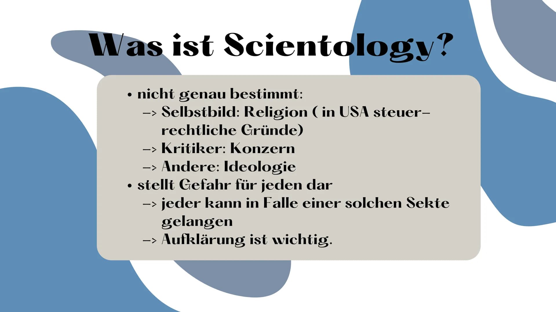 +
SCIENTOLOGY
Scientology
Wissen über das Wissen Inhaltsverzeichnis
Seite 3-4
Seite 5-7
1. Was ist Scientology?
2. Ursprung und Entstehung
3