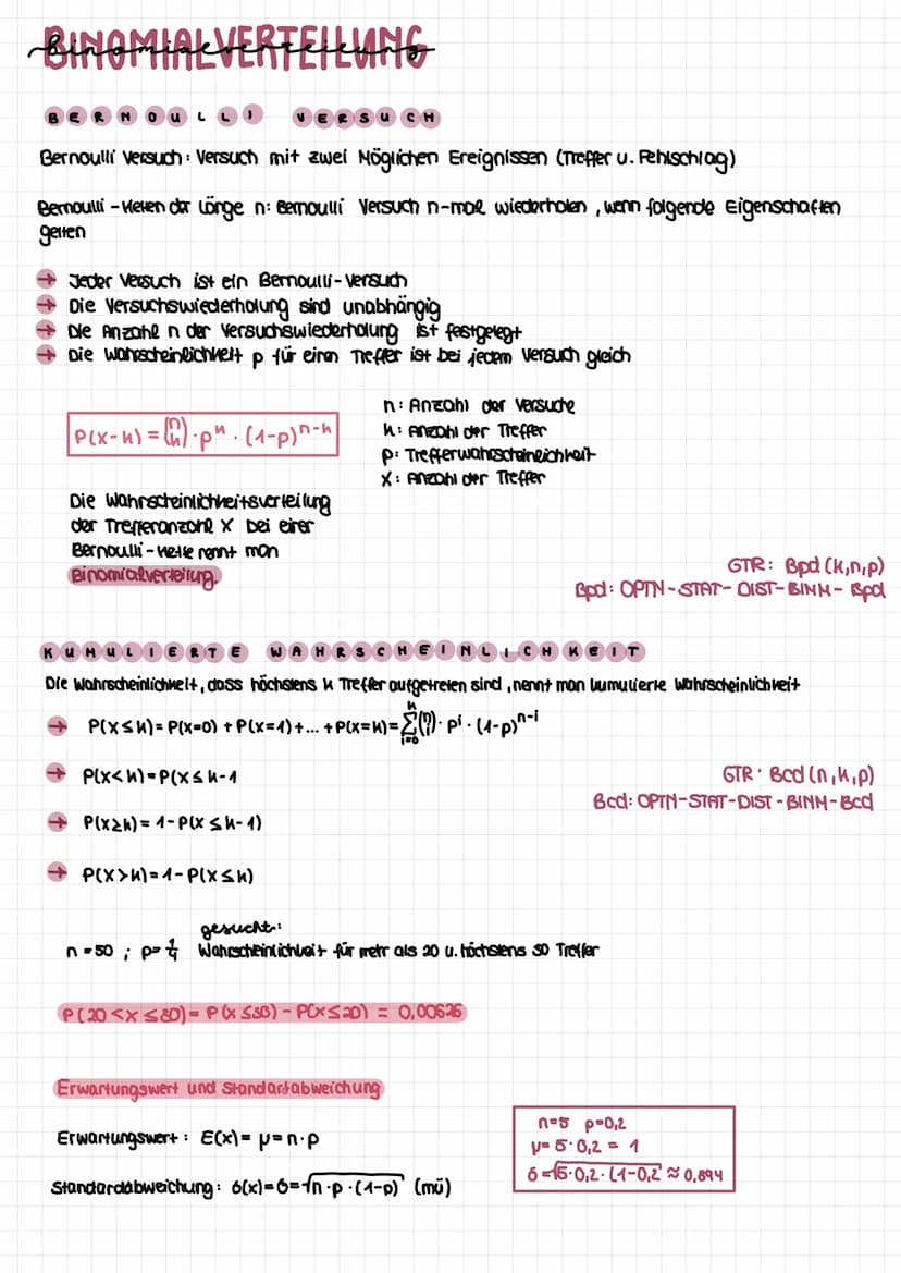 BINOMIAL VERTEILUNG
NOULLI
ERSUCH
Bernoulli versuch: Versuch mit zwei Möglichen Ereignissen (Treffer u. Pehlschlag)
Bernoulli -Helen der Län