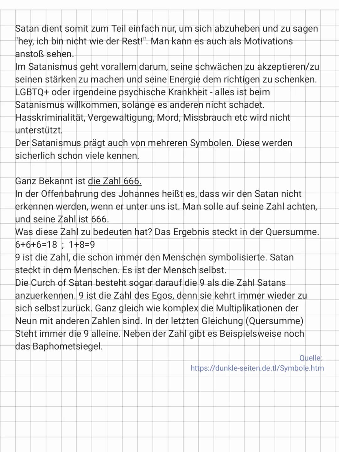 Inhalt:
- einleitung: Satanismus
- Quellen
traditioneller und moderner
satanismus
- moderner Satanismus einleitung
Beim Satanismus untersche