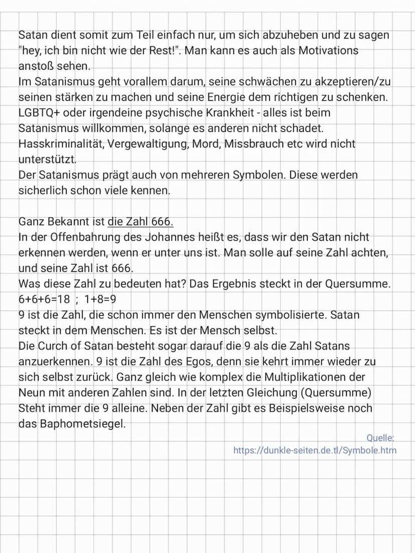 Inhalt:
- einleitung: Satanismus
- Quellen
traditioneller und moderner
satanismus
- moderner Satanismus einleitung
Beim Satanismus untersche
