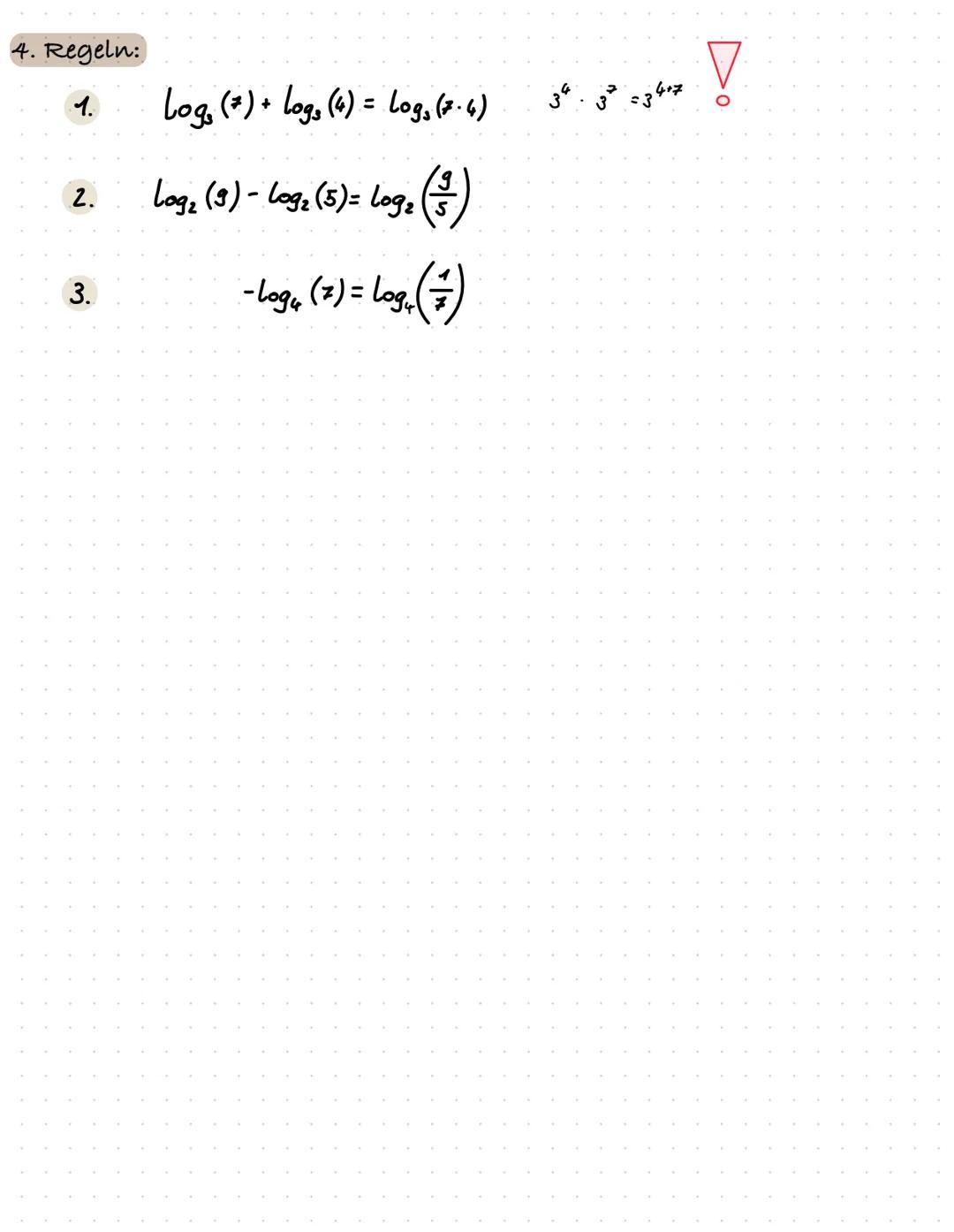 # Logarithmen

1. Erklärung:

- Man verwendet den Logarithmus vor allem bei Exponentialfunktionen
- Mit dem Logarithmus lässt sich der Expon