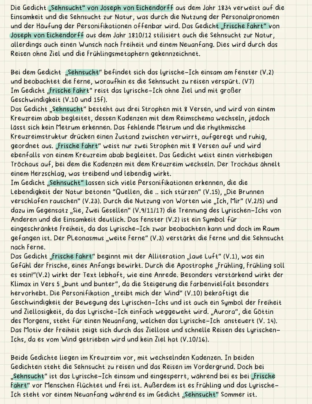 Die Gedicht ,,Sehnsucht“ von Joseph von Eichendorff aus dem Jahr 1834 verweist auf die
Einsamkeit und die Sehnsucht zur Natur, was durch die