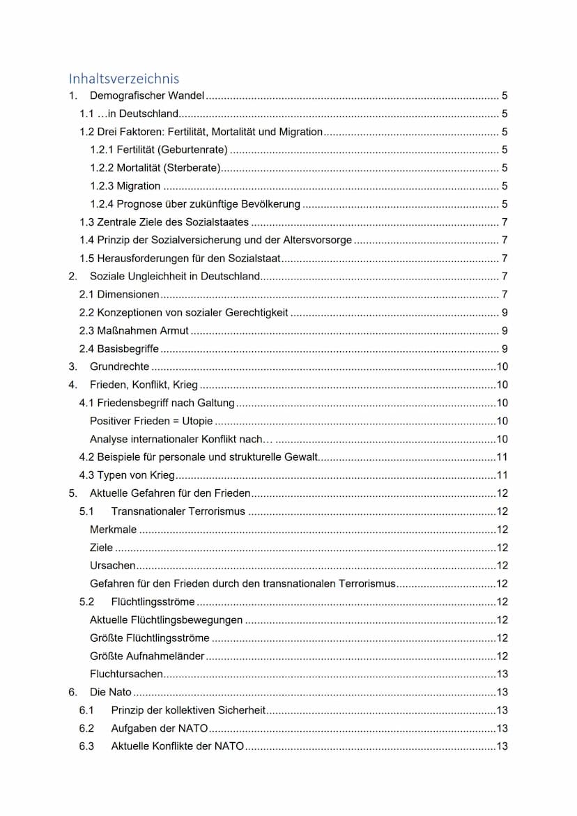 Politik Zusammenfassung
Mikail Bozburun Inhaltsverzeichnis
1. Demografischer Wandel..
1.1 ...in Deutschland...
1.2 Drei Faktoren: Fertilität