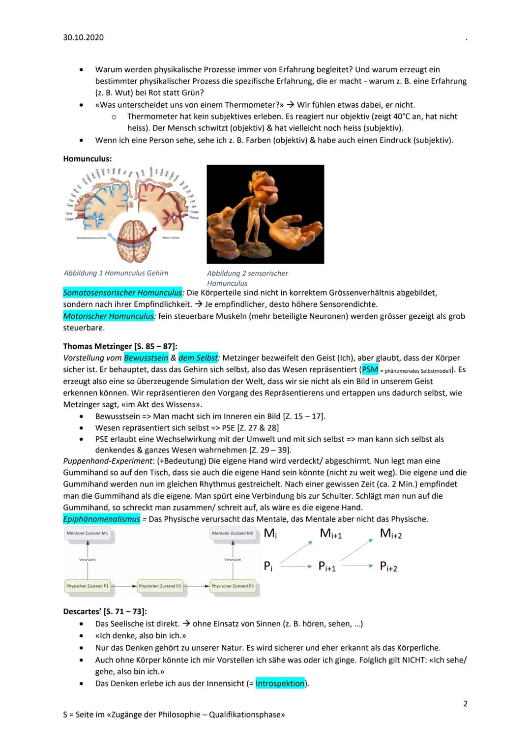 30.10.2020
Philosophieprüfung Geist & künstliche Intelligenz
Allgemein Philosophie des Geistes: befasst sich mit Teilfragen ums Thema Bewuss