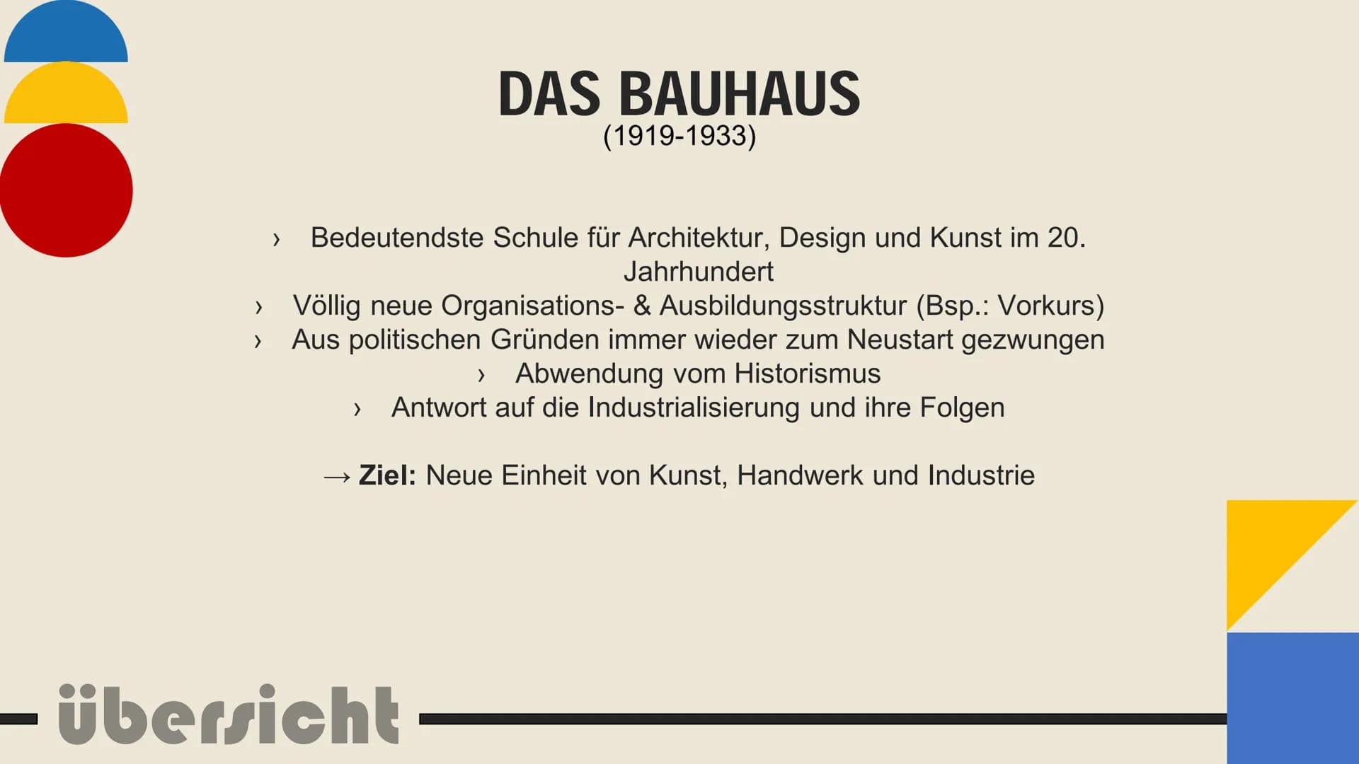 bauhaus &
new bauhaus ,,DAS BAUHAUS ERSTREBT DIE SAMMLUNG ALLEN
KÜNSTLERISCHEN SCHAFFENS ZUR EINHEIT, DIE
WIEDERVEREINIGUNG ALLER WERKKÜNSTL