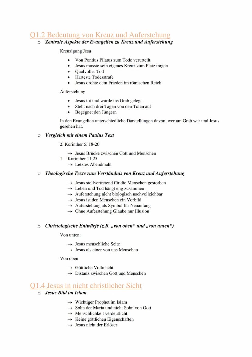 Religionsthemen
Abitur
Q1.1 Jesus Christus und die Verkündigung des Reich Gottes
○ Leben und Verkündigung Jesu (Liebe Gottes, Jesu Leben, Kr