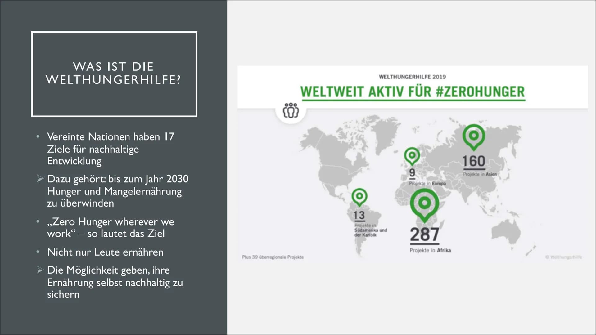 welt
hunger
hilfe
WELTHUNGERHILFE
Präsentation von Tamara Niemann ●
INHALTSVERZEICHNIS
Was ist die Welthungerhilfe?
Hunger: Ursachen
Lösunge