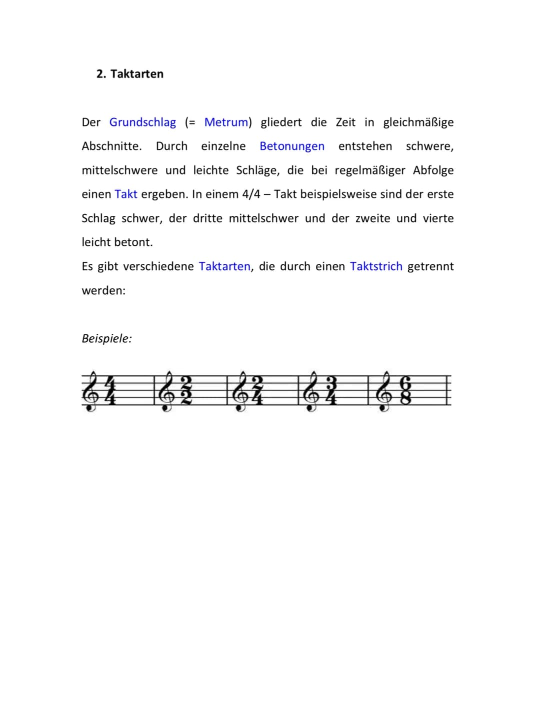 Basics" Musiklehre Jahrgangsstufen 11 und 12
Noten- und Pausenwerte sowie Taktarten
und Metrum
• einfache und erweiterte Stammtöne im
Violin