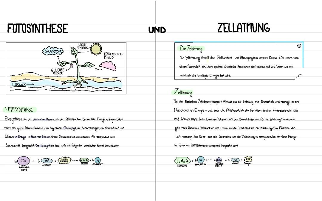 fotosynthese und zellatmung